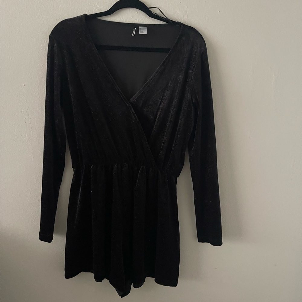 H & M black velvet sparkly romper